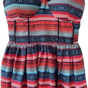 Band OF GYPSIES Colorful Striped Bustier Mini Dress Size XS